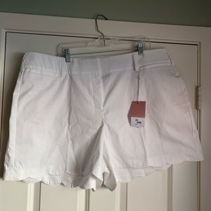 White scalloped shorts